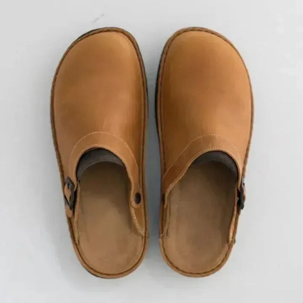 Franceesentiel- Pantoufles en cuir pour hommes – Confort orthopédique et luxe du cuir véritable