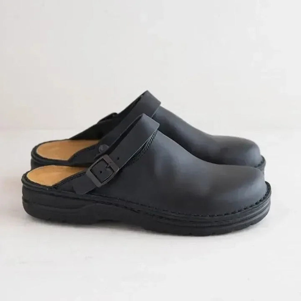 Franceesentiel- Pantoufles en cuir pour hommes – Confort orthopédique et luxe du cuir véritable