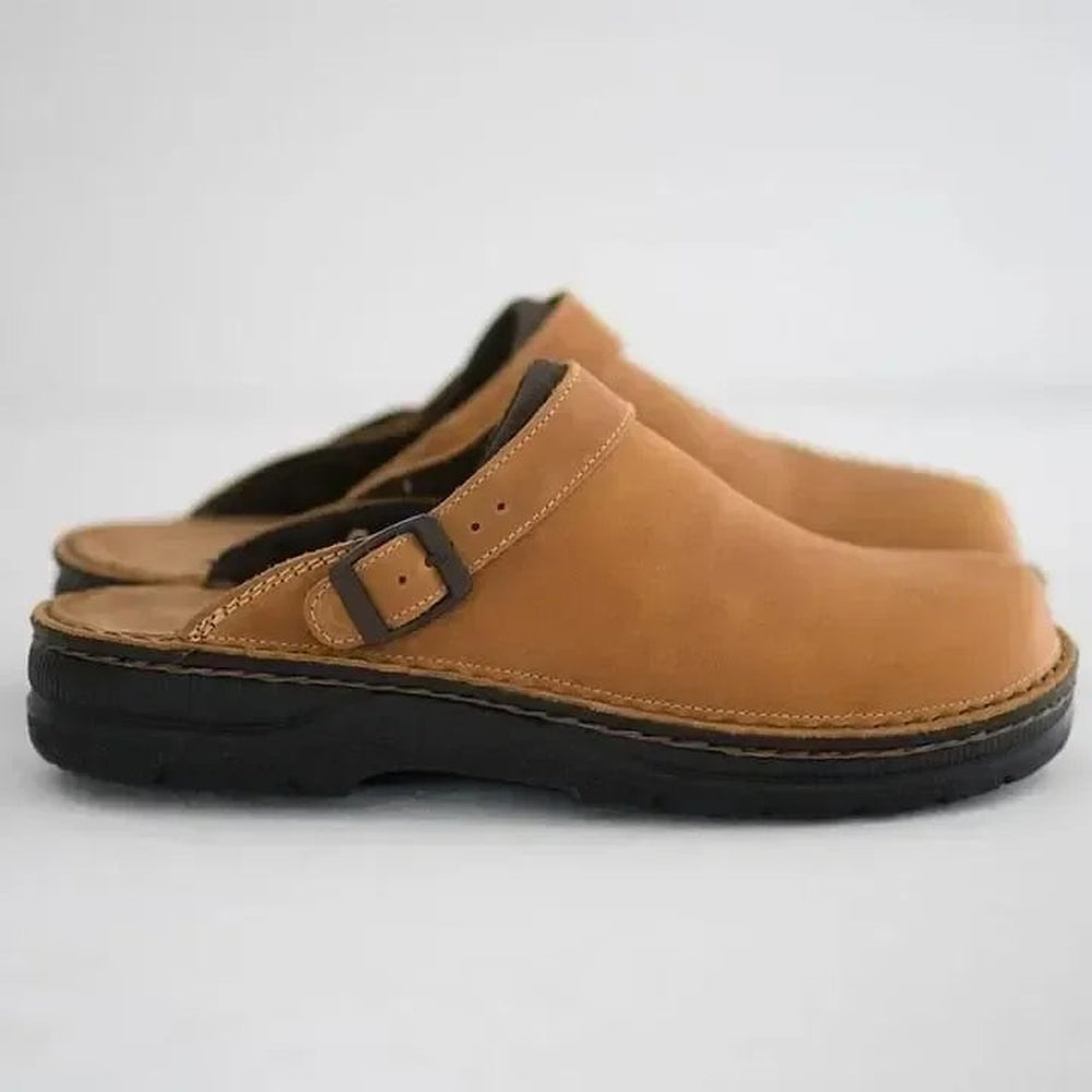 Franceesentiel- Pantoufles en cuir pour hommes – Confort orthopédique et luxe du cuir véritable