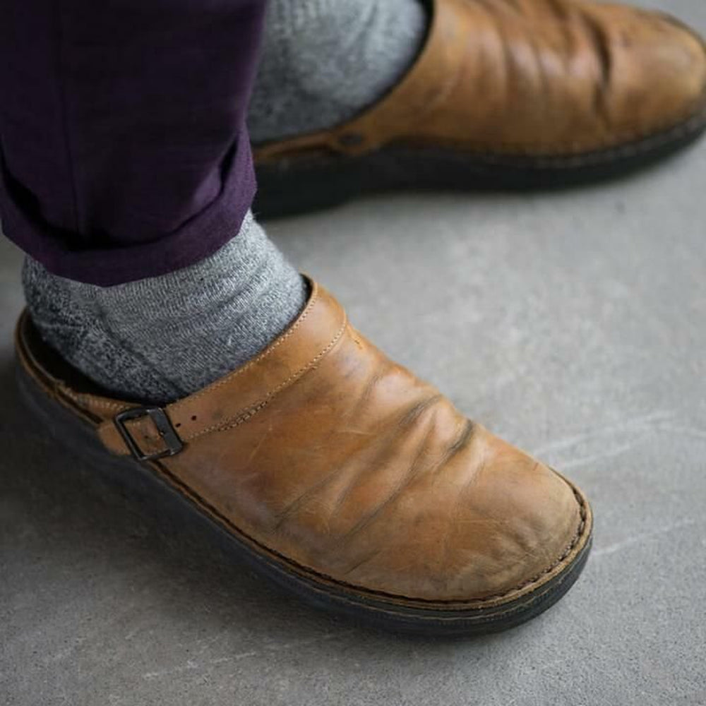 Franceesentiel- Pantoufles en cuir pour hommes – Confort orthopédique et luxe du cuir véritable